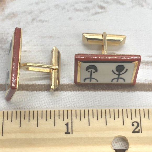Victoria Flemming N.Y. Enamel Porcelain Cufflinks - Picture 7 of 9